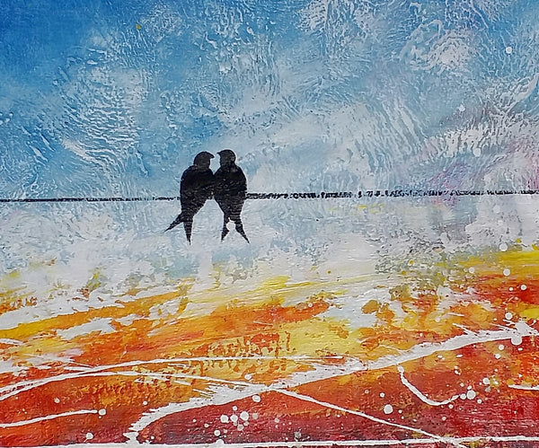 Love Birds Painting, Acrylic Abstract Painting, Original Abstract Painting, Paintings for Dining Room, Bedroom Wall Art Ideas, C-artworkcanvas