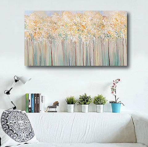 Forest Tree Paintings, Modern Wall Art Paintings, Simple Acrylic Paintings for Dining Room-artworkcanvas