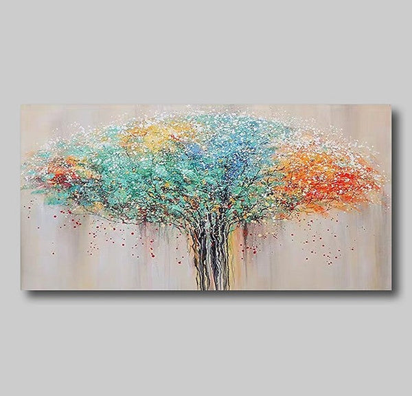 Colorful Tree Paintings, Modern Wall Art Paintings, Simple Modern Paintings for Bedroom-artworkcanvas