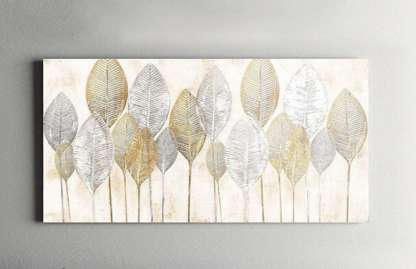 Abstract Leaves Paintings, Contemporary Wall Art Paintings, Simple Modern Paintings for Dining Room-artworkcanvas