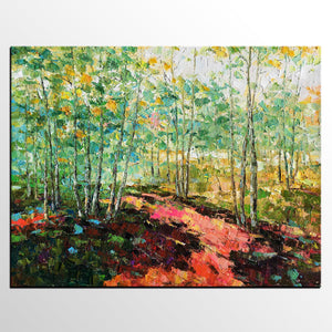 Original Wall Art, Spring Tree Landscape Painting, Rustic Painting, Hand Painted Art Painting-artworkcanvas