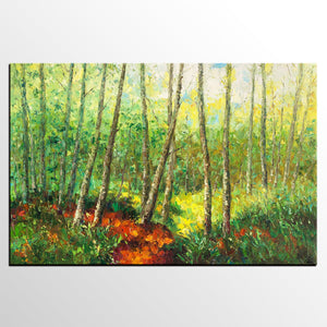 Canvas Art, Home Art, Spring Tree Painting, Wall Art, Abstract Artwork, Original Canvas Painting-artworkcanvas