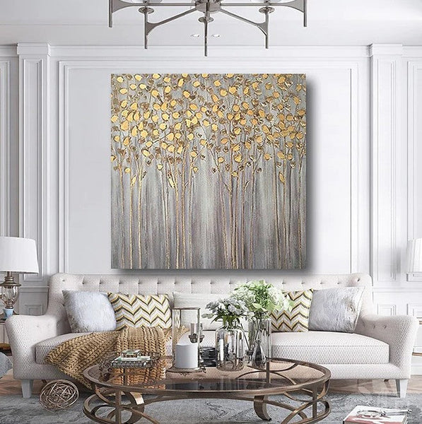 Birch Tree Paintings, Easy Painting Ideas for Bedroom, Acrylic Painting on Canvas, Large Acrylic Canvas Paintings, Huge Painting for Sale-artworkcanvas