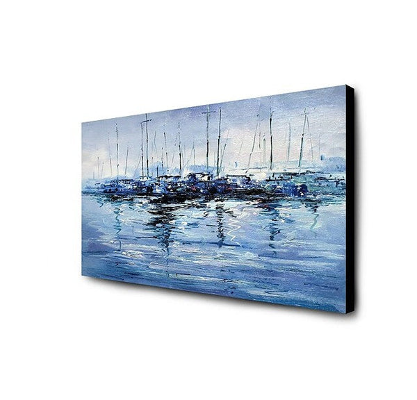 Abstract Landscape Paintings, Boat Paintings, Palette Knife Paintings, Hand Painted Canvas Art-artworkcanvas