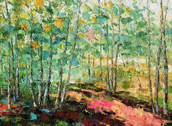 Original Wall Art, Spring Tree Landscape Painting, Rustic Painting, Hand Painted Art Painting-artworkcanvas