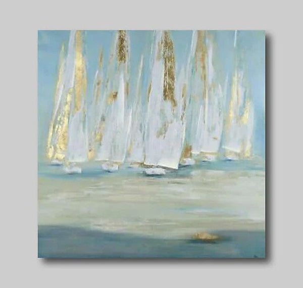Easy Painting Ideas for Bedroom, Sail Boat Paintings, Acrylic Painting on Canvas, Large Acrylic Canvas Painting, Oversized Canvas Painting for Sale-artworkcanvas