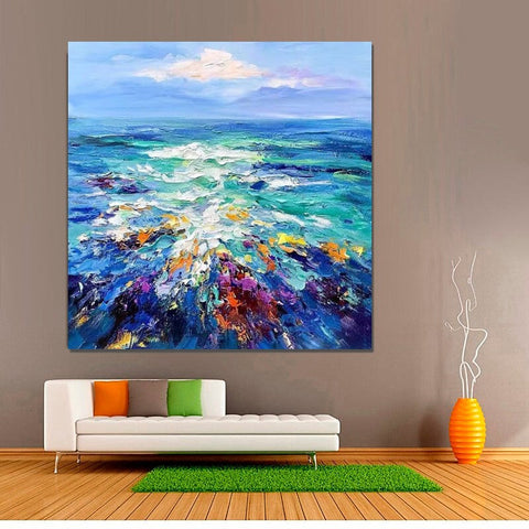 Heavy Texture Paintings, Palette Knife Paniting, Acrylic Painting on Canvas, Modern Acrylic Canvas Painting, Oversized Wall Art Painting for Sale-artworkcanvas