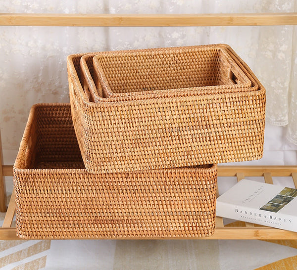 Large Storage Basket for Living Room, Kitchen Storage Baskets, Woven Storage Basket for Shelves, Rattan Storage Baskets for Toys-artworkcanvas