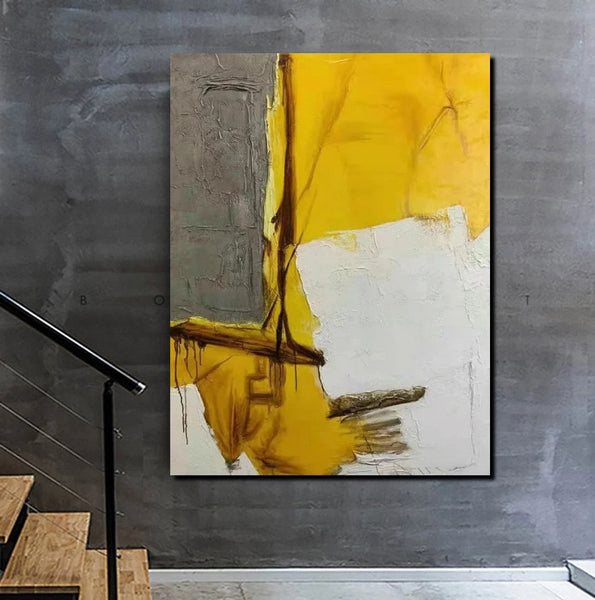 Simple Wall Art Ideas, Yellow Abstract Painting, Living Room Abstract Painting, Acrylic Canvas Paintings, Buy Modern Wall Art Online-artworkcanvas