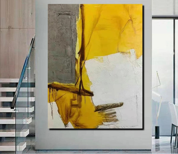 Simple Wall Art Ideas, Yellow Abstract Painting, Living Room Abstract Painting, Acrylic Canvas Paintings, Buy Modern Wall Art Online-artworkcanvas