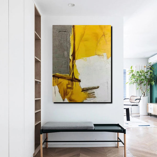 Simple Wall Art Ideas, Yellow Abstract Painting, Living Room Abstract Painting, Acrylic Canvas Paintings, Buy Modern Wall Art Online-artworkcanvas