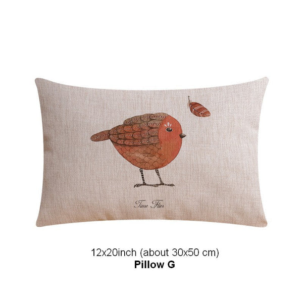 Love Birds Throw Pillows for Couch, Simple Decorative Pillow Covers, Decorative Sofa Pillows for Children's Room, Singing Birds Decorative Throw Pillows-artworkcanvas