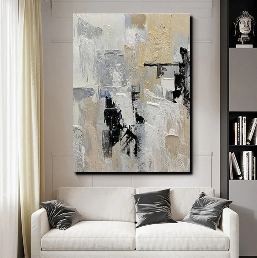 Heavy Texture Painting, Modern Abstract Painting, Simple Wall Art Ideas, Dining Room Abstract Painting, Acrylic Canvas Paintings-artworkcanvas