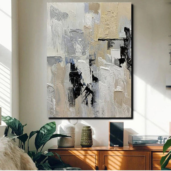 Heavy Texture Painting, Modern Abstract Painting, Simple Wall Art Ideas, Dining Room Abstract Painting, Acrylic Canvas Paintings-artworkcanvas