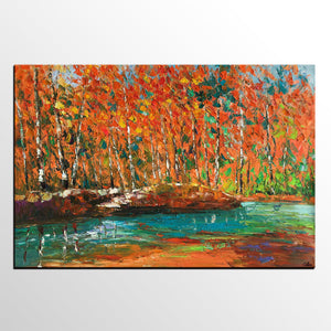 Autumn Tree Painting, Landscape Painting, Oil Painting, Abstract Painting, Large Art, Canvas Art, Dining Room Wall Art, Canvas Painting-artworkcanvas
