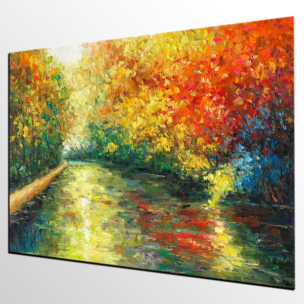 Landscape Oil Painting, Autumn Tree Painting, Canvas Artwork, Canvas Painting-artworkcanvas
