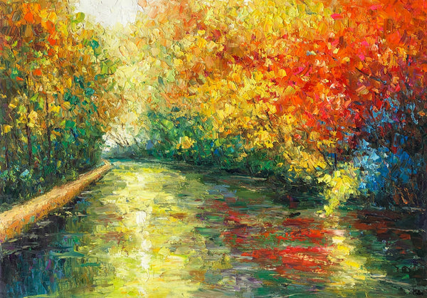 Landscape Oil Painting, Autumn Tree Painting, Canvas Artwork, Canvas Painting-artworkcanvas