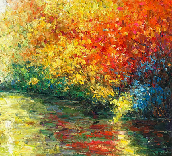 Landscape Oil Painting, Autumn Tree Painting, Canvas Artwork, Canvas Painting-artworkcanvas