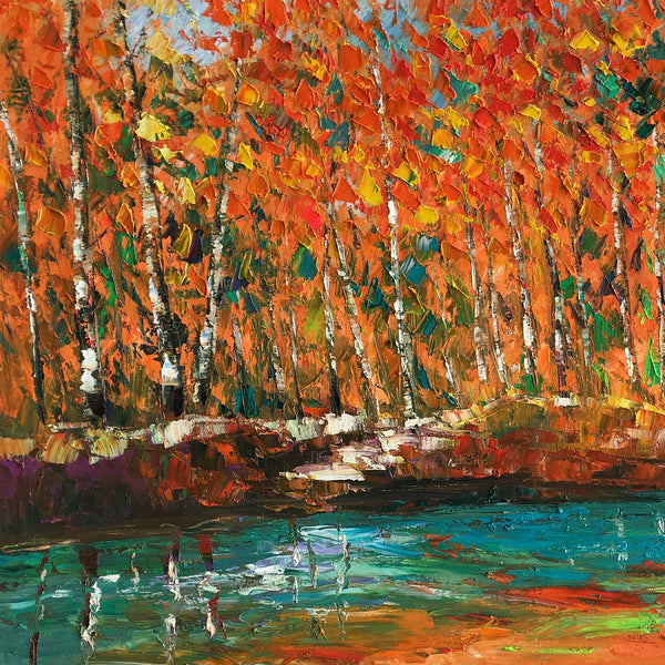 Autumn Tree Painting, Landscape Painting, Oil Painting, Abstract Painting, Large Art, Canvas Art, Dining Room Wall Art, Canvas Painting-artworkcanvas