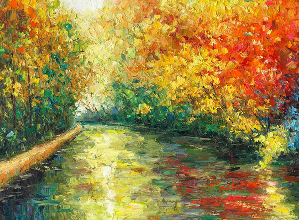 Landscape Oil Painting, Autumn Tree Painting, Canvas Artwork, Canvas Painting-artworkcanvas