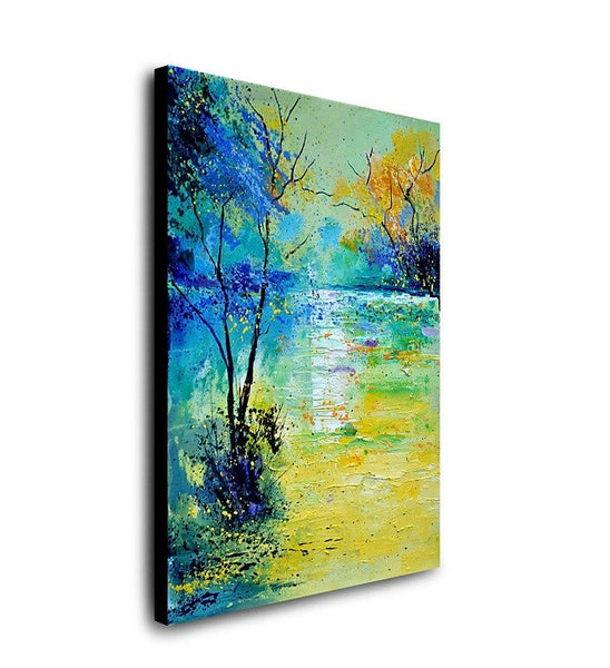 Forest Tree by the Lake Painting, Abstract Landscape Painting, Canvas Painting Landscape, Paintings for Living Room, Simple Modern Acrylic Paintings,-artworkcanvas