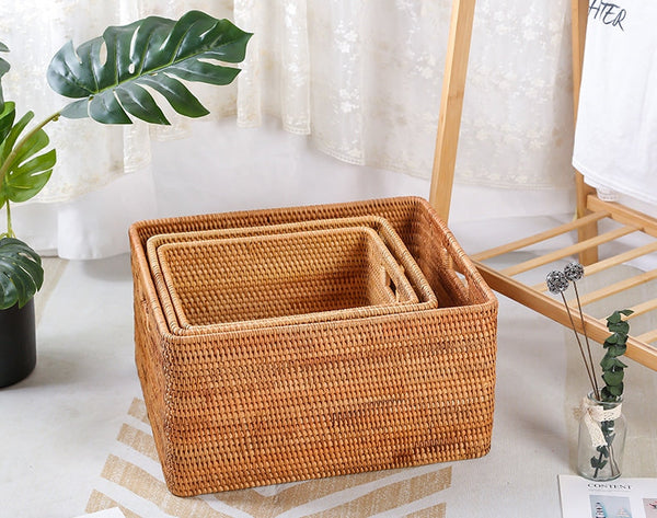 Large Storage Basket for Living Room, Kitchen Storage Baskets, Woven Storage Basket for Shelves, Rattan Storage Baskets for Toys-artworkcanvas