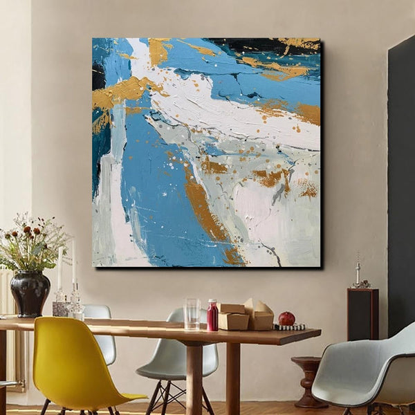 Abstrct Acrylic Paintings, Living Room Acrylic Wall Art Ideas, Blue Modern Abstract Paintings, Heavy Texture Canvas Art, Buy Art Online-artworkcanvas