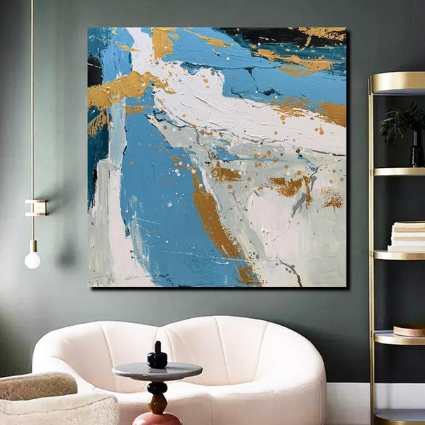 Abstrct Acrylic Paintings, Living Room Acrylic Wall Art Ideas, Blue Modern Abstract Paintings, Heavy Texture Canvas Art, Buy Art Online-artworkcanvas
