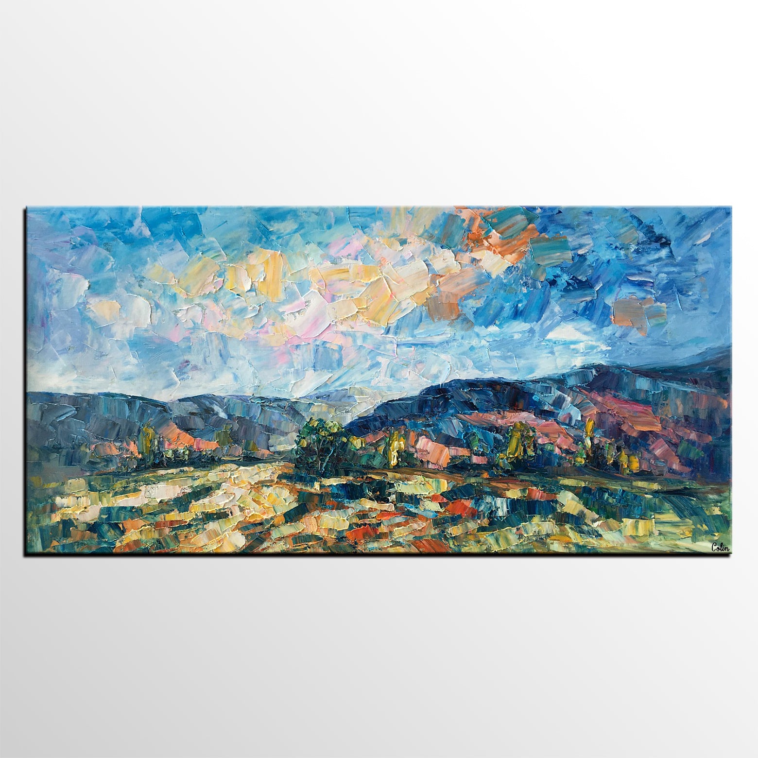 Abstract Painting, Canvas Art, Mountain Landscape Wall Art, Custom Canvas Painting-artworkcanvas