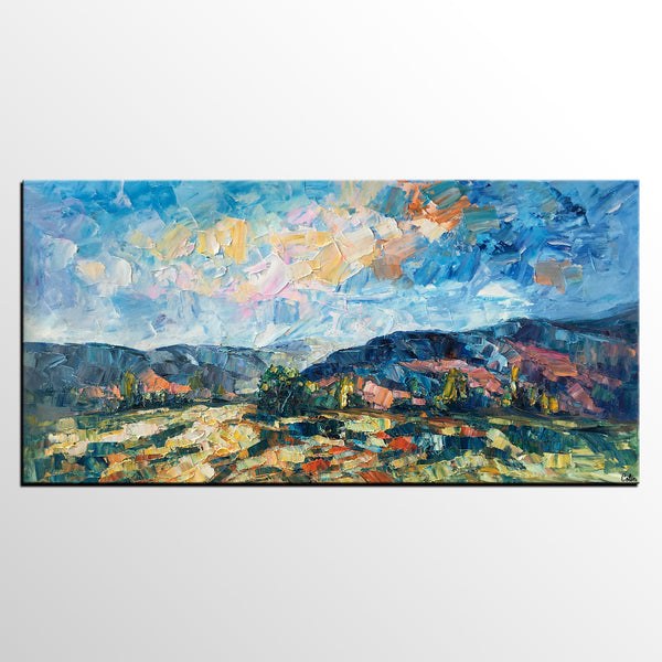 Abstract Painting, Canvas Art, Mountain Landscape Wall Art, Custom Canvas Painting-artworkcanvas