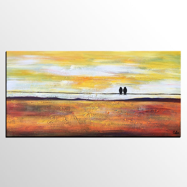 Bird Painting, Love Birds Painting, Abstract Canvas Painting, Buy Art Online, Canvas Painting for Bedroom, Simple Modern Art-artworkcanvas