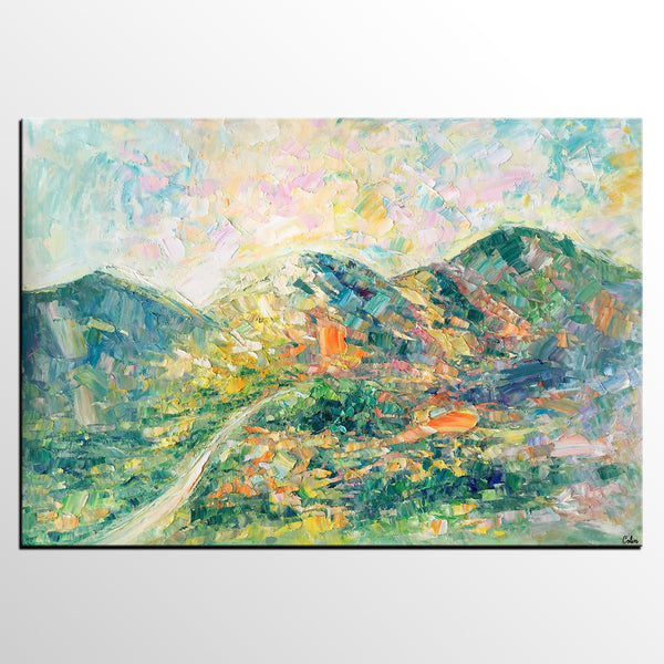 Abstract Oil Painting, Impasto Painting, Custom Landscape Painting, Mountain Landscape Painting-artworkcanvas