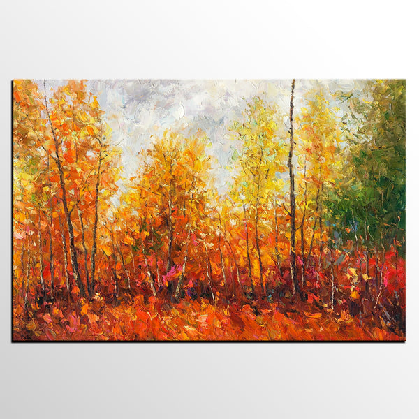 Canvas Art Painting, Autumn Tree Landscape Painting, Large Wall Art, Oil Painting, Art on Canvas, Original Artwork-artworkcanvas
