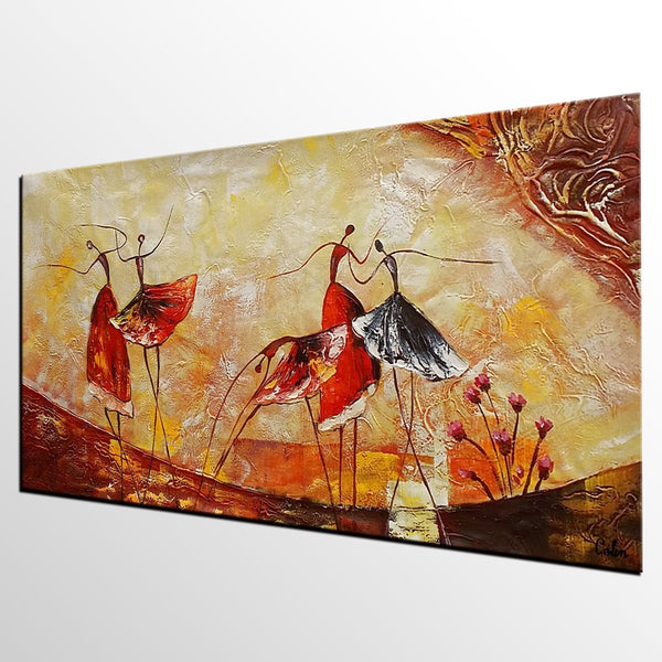 Simple Canvas Painting, Dining Room Wall Art Paintings, Buy Art Online, Abstract Acrylic Painting, Ballet Dancer Painting-artworkcanvas