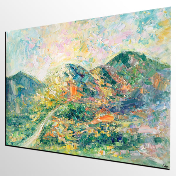 Abstract Oil Painting, Impasto Painting, Custom Landscape Painting, Mountain Landscape Painting-artworkcanvas