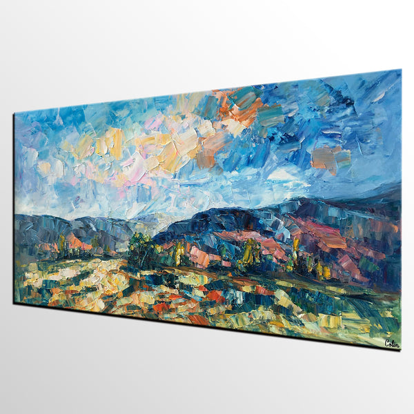 Abstract Painting, Canvas Art, Mountain Landscape Wall Art, Custom Canvas Painting-artworkcanvas