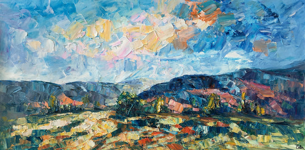 Abstract Painting, Canvas Art, Mountain Landscape Wall Art, Custom Canvas Painting-artworkcanvas