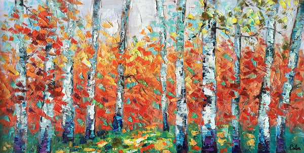 Custom Canvas Artwork, Spring Tree Painting, Landscape Oil Painting, Canvas Painting for Bedroom-artworkcanvas