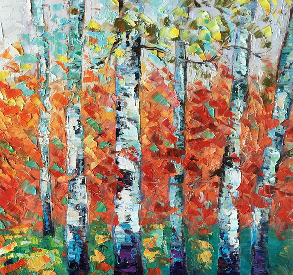 Custom Canvas Artwork, Spring Tree Painting, Landscape Oil Painting, Canvas Painting for Bedroom-artworkcanvas