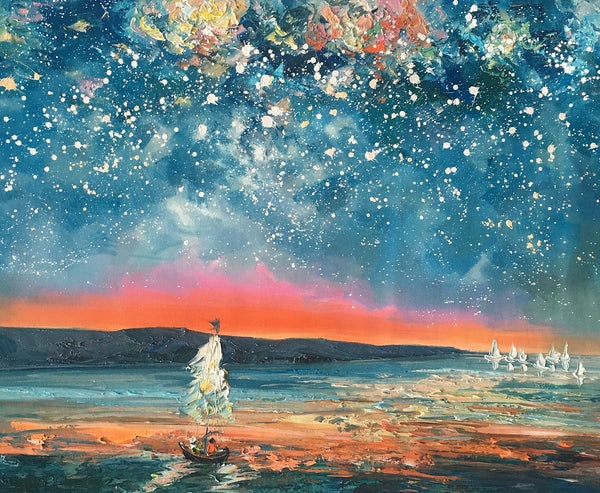 Abstract Painting, Starry Night Sky Painting, Bedroom Wall Art, Canvas Art Painting, Art on Canvas-artworkcanvas