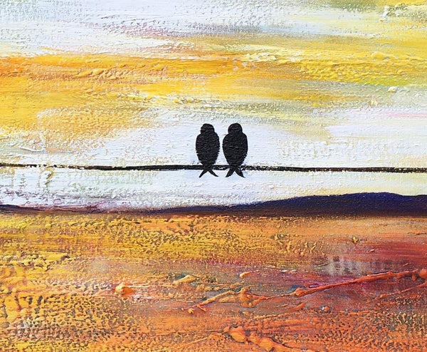 Bird Painting, Love Birds Painting, Abstract Canvas Painting, Buy Art Online, Canvas Painting for Bedroom, Simple Modern Art-artworkcanvas