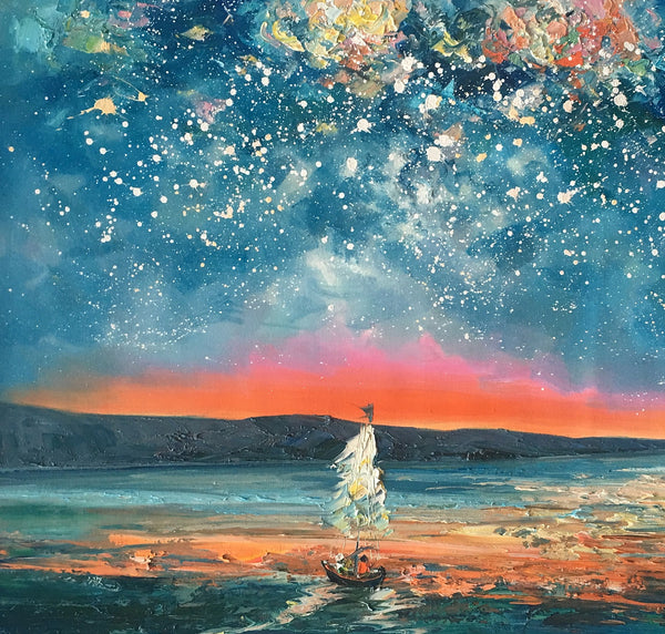 Abstract Painting, Starry Night Sky Painting, Bedroom Wall Art, Canvas Art Painting, Art on Canvas-artworkcanvas