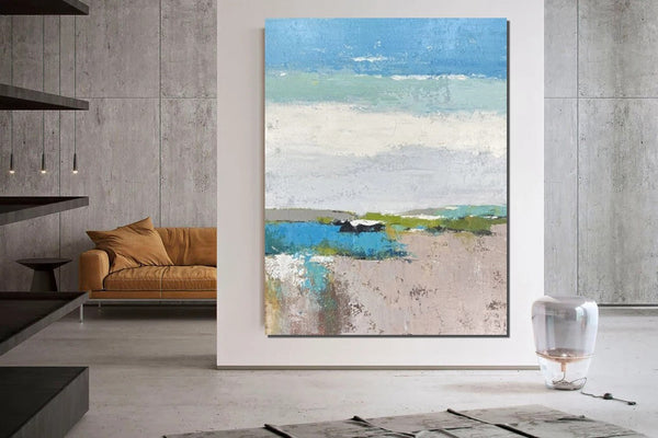 Acrylic Paintings on Canvas, Simple Modern Art, Large Paintings Behind Sofa, Acrylic Painting for Bedroom, Blue Modern Paintings, Buy Paintings Online-artworkcanvas