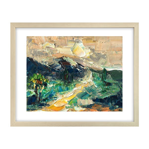 Heavy Texture Oil Painting, Mountain Tree Painting, Small Oil Painting, Abstract Painting, 9X12 inch-artworkcanvas