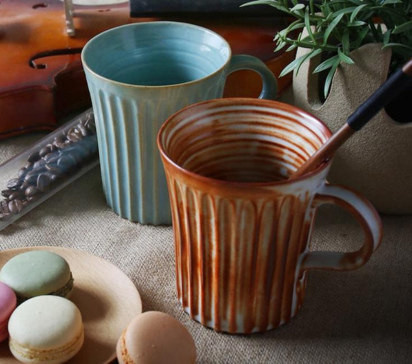 Large Capacity Coffee Cup, Cappuccino Coffee Mug, Handmade Pottery Coffee Cup, Large Tea Cup-artworkcanvas