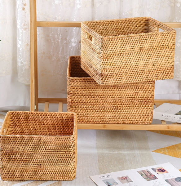 Large Storage Basket for Living Room, Kitchen Storage Baskets, Woven Storage Basket for Shelves, Rattan Storage Baskets for Toys-artworkcanvas