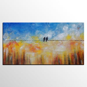 Bedroom Wall Art, Love Abstract Painting, Original Art Painting, Love Birds Painting, Kitchen Canvas Painting-artworkcanvas