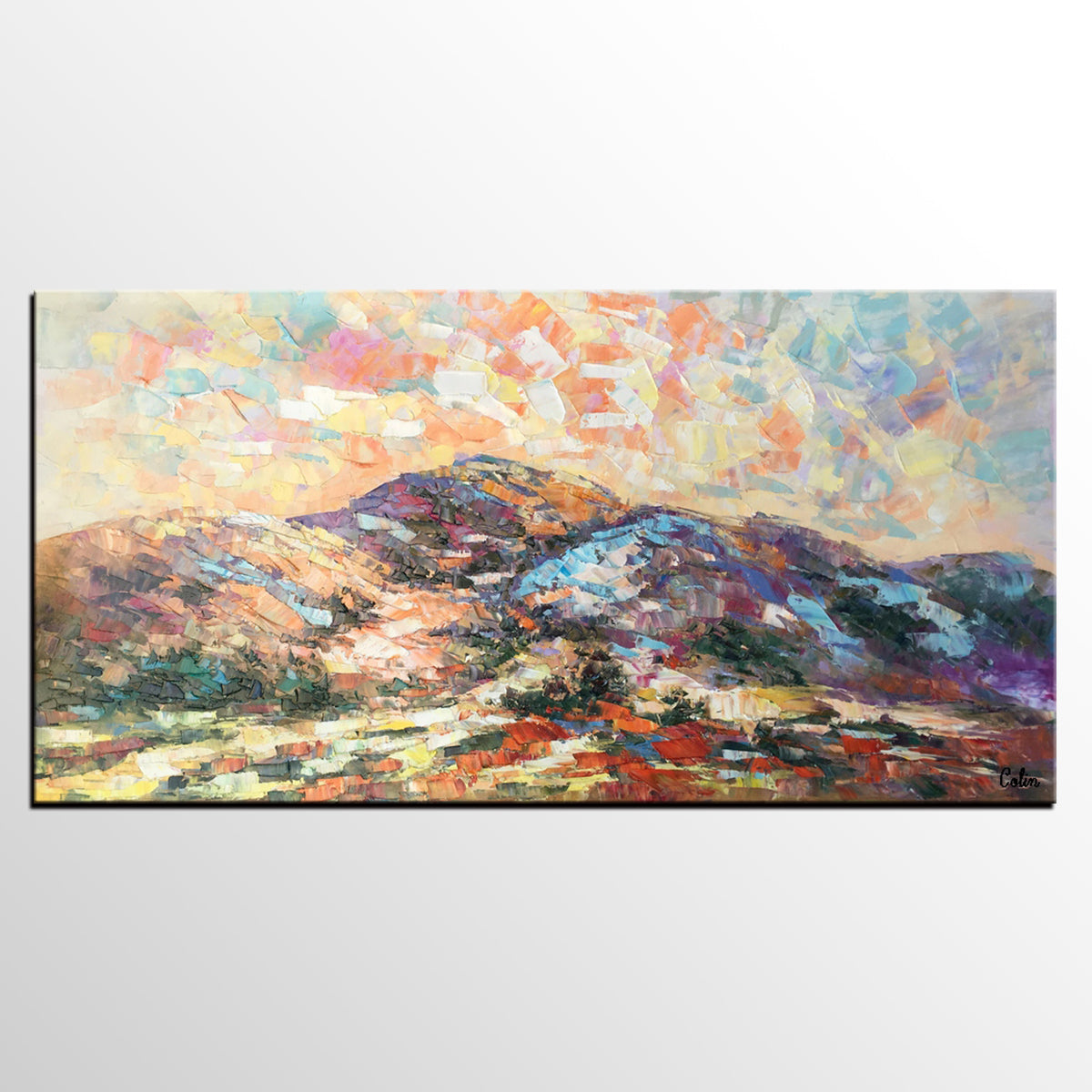 Oil Painting for Sale, Original Art Painting, Abstract Mountain Landscape Painting-artworkcanvas