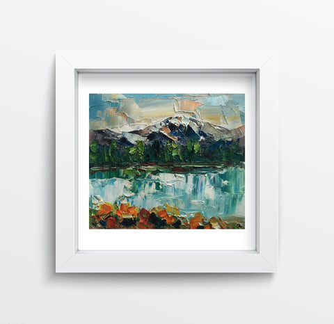Small Oil Painting, Mountain Landscape Painting, Abstract Painting, Heavy Texture Oil Painting, 10X12 inch-artworkcanvas