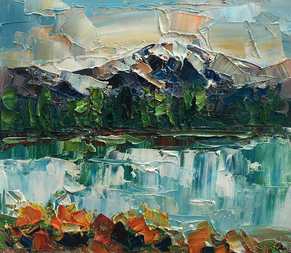 Small Oil Painting, Mountain Landscape Painting, Abstract Painting, Heavy Texture Oil Painting, 10X12 inch-artworkcanvas
